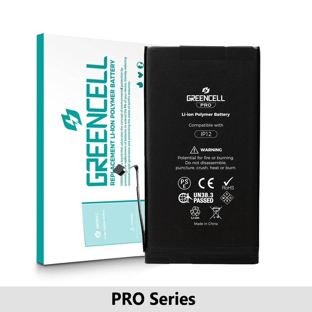 Greencell PRO Series- iPhone 12 / 12 Pro Replacement Battery with Adhesive Strips 2815mAh (TI chip -27546-A3 IC & Original Cell) Greencell PRO Series- iPhone 12 / 12 Pro Replacement Battery with Adhesive Strips 2815mAh (TI chip -27546-A3 IC & Original Cell)